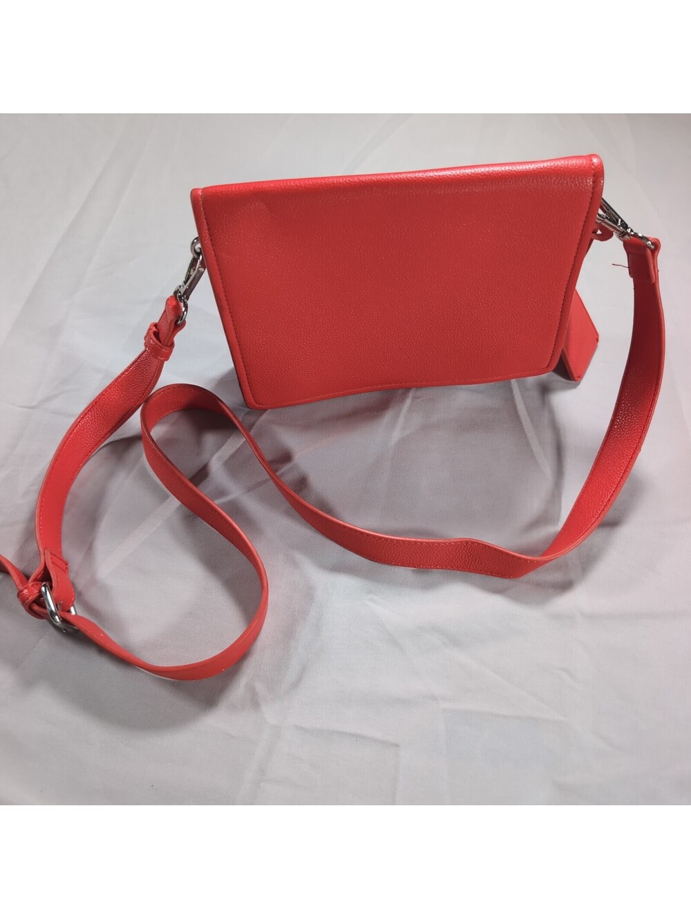 Red Pebbled Faux Leather Crossbody Bag with Adjustable Strap - Picture 1 of 5